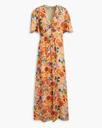 Saloni Emmy floral-print silk crepe de chine maxi dress - Orange Orange