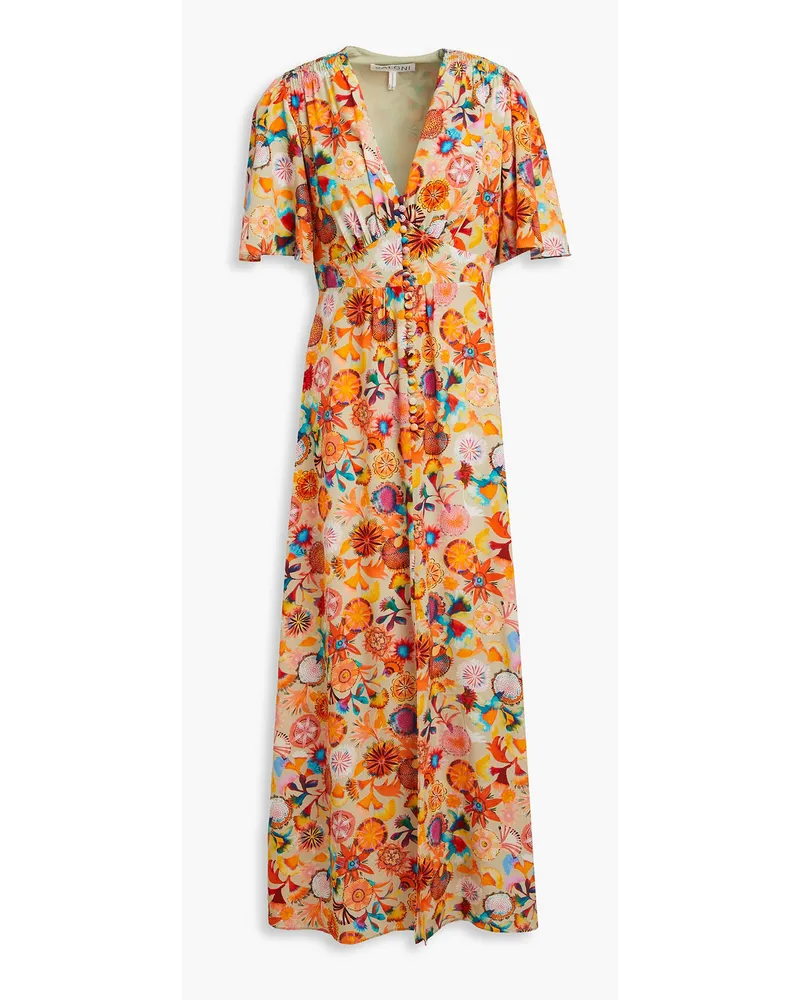 Saloni Emmy floral-print silk crepe de chine maxi dress - Orange Orange