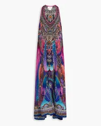 Camilla Crystal-embellished printed silk crepe de chine maxi dress - Pink Pink