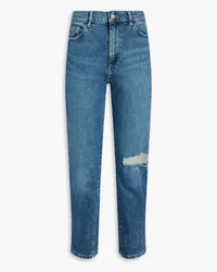 DL1961  Bella cropped distressed high-rise slim-leg jeans - Blue Blue