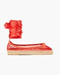 RED Valentino Frayed flocked mesh espadrilles - Orange Orange