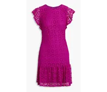 Ruffled crocheted lace mini dress - Purple