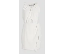 Yasmina ruffled cutout metallic canvas mini dress - White