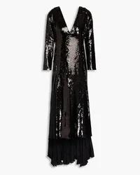 KHAITE Rova sequined crepe de chine maxi dress - Black Black