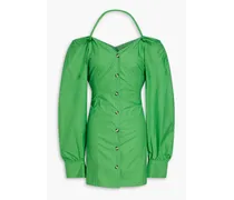 Alyssa cold-shoulder cotton-poplin mini dress - Green