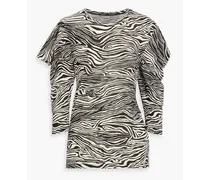 Zebra-print slub cotton-jersey top - Animal print