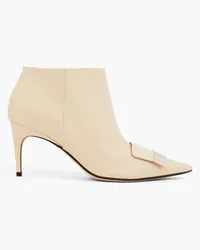 Sergio Rossi Buckle-embellished leather ankle boots - Neutral Neutral