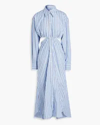 Victoria Beckham Cutout striped cotton-poplin midi shirt dress - Blue Blue