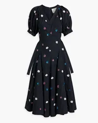 3.1 phillip lim Embellished embroidered cotton-poplin midi dress - Blue Blue