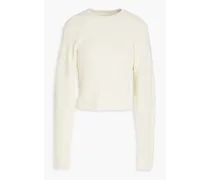 Cutout ribbed cotton sweater - White
