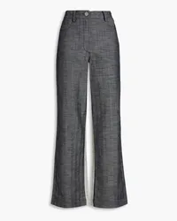 ROTATE Birger Christensen Two-tone herringbone cotton straight-leg pants - Black Black