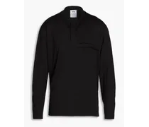 Printed cotton-jersey Henley T-shirt - Black