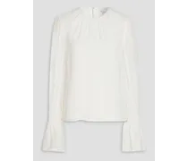 Gathered silk-chiffon blouse - White