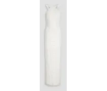 Bead-embellished tulle gown - White