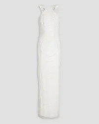 Aidan Mattox Bead-embellished tulle gown - White White