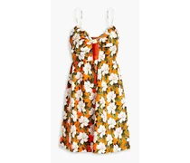 Alice Olivia - Melvina cutout floral-print linen-blend mini dress - Orange