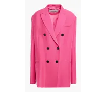 Double-breasted silk and wool-blend crepe blazer - Pink