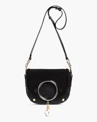 See by Chloé Mara pebbled-leather and suede cross-body bag - Black Black