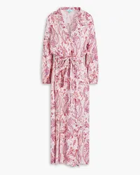 Melissa Odabash Gabby belted paisley-print mousseline kaftan - Pink Pink