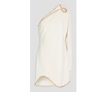 Dianna one-shoulder embellished crepe mini dress - White