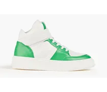 Two-tone faux leather high-top sneakers - Green