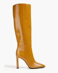 Sergio Rossi Glossed-leather knee boots - Yellow Yellow