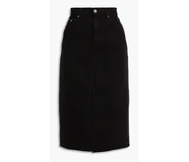 Stranded denim midi skirt - Black