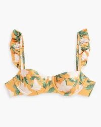 AGUA BENDITA Kiwi Sabanero Dorado ruffled floral-print underwired bikini top - Orange Orange