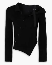 Jacquemus Colin asymmetric grosgrain-trimmed wool-blend cardigan - Black Black