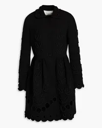 Valentino Garavani Appliquéd wool-crepe coat - Black Black