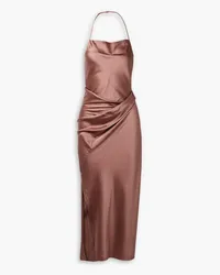 Helmut Lang Draped silk-blend satin halterneck midi dress - Pink Pink