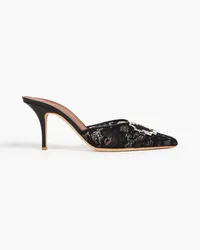 Malone Souliers Crystal-embellished lace mules - Black Black