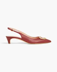 Rupert Sanderson Ring-embellished leather slingback pumps - Red Red