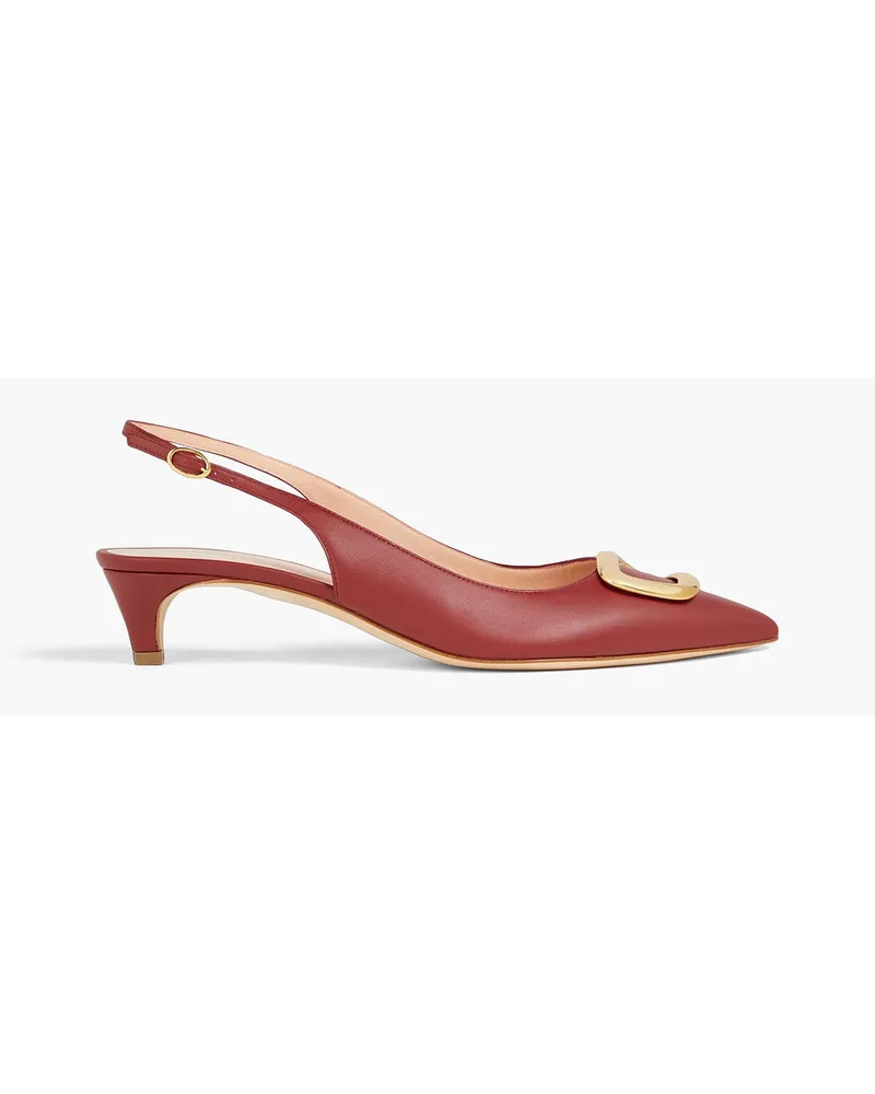 Rupert Sanderson Ring-embellished leather slingback pumps - Red Red