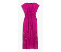 Broderie anglaise voile midi dress - Purple