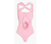 Cutout stretch-cotton bodysuit - Pink