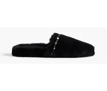 Aliette embellished shearling slippers - Black