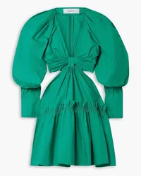 A.L.C. Alexa cutout gathered cotton-poplin mini dress - Green Green