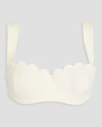 Marysia North scalloped seersucker underwired bikini top - White White