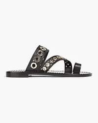 Sandro Eyelet-embellished laser-cut leather sandals - Black Black