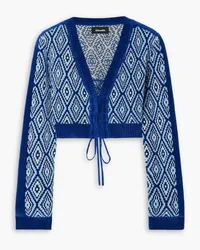 AHLUWALIA Vixen cropped jacquard-knit cardigan - Blue Blue