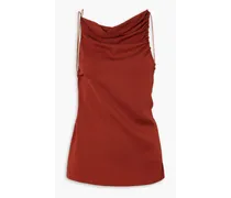 Yrjo ruched open-back crepe top - Red