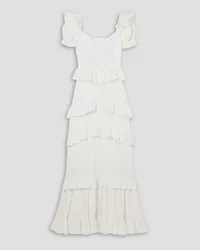 Caroline Constas Iva tiered ruffled cotton-blend poplin maxi dress - White White