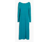 Linen-blend midi dress - Blue
