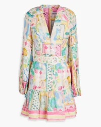 Rebecca Vallance Le Mur printed linen-blend mini dress - Pink Pink