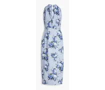 Floral-print crepe maxi dress - Blue
