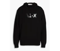Logo-print cotton hoodie - Black