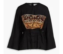 Bettina embroidered woven blouse - Black