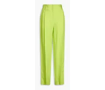 Pleated twill wide-leg pants - Green