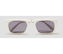 Rectangle-frame acetate sunglasses - White